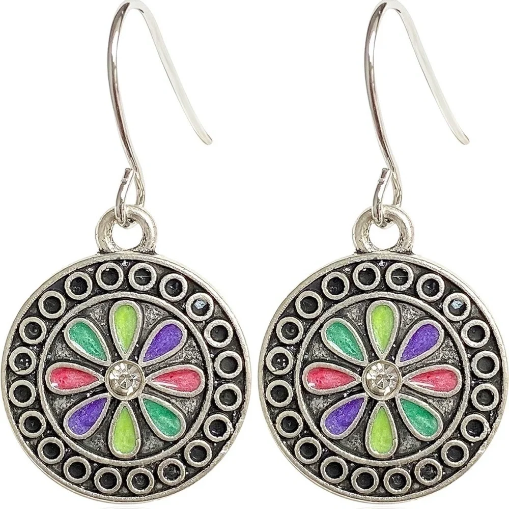 Bohemian Round Geometric Drop Earrings
